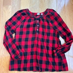 GAP Kids XL Red and Black Plaid Long Sleeve Top